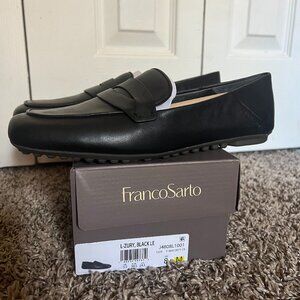Franco Sarto L-Zury Black Leather Loafers Size 8 New